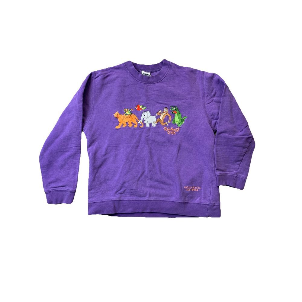 Y2K Rainforest Cafe MGM Grand Casino Las Vegas Embroidered Sweater Kids Size LG